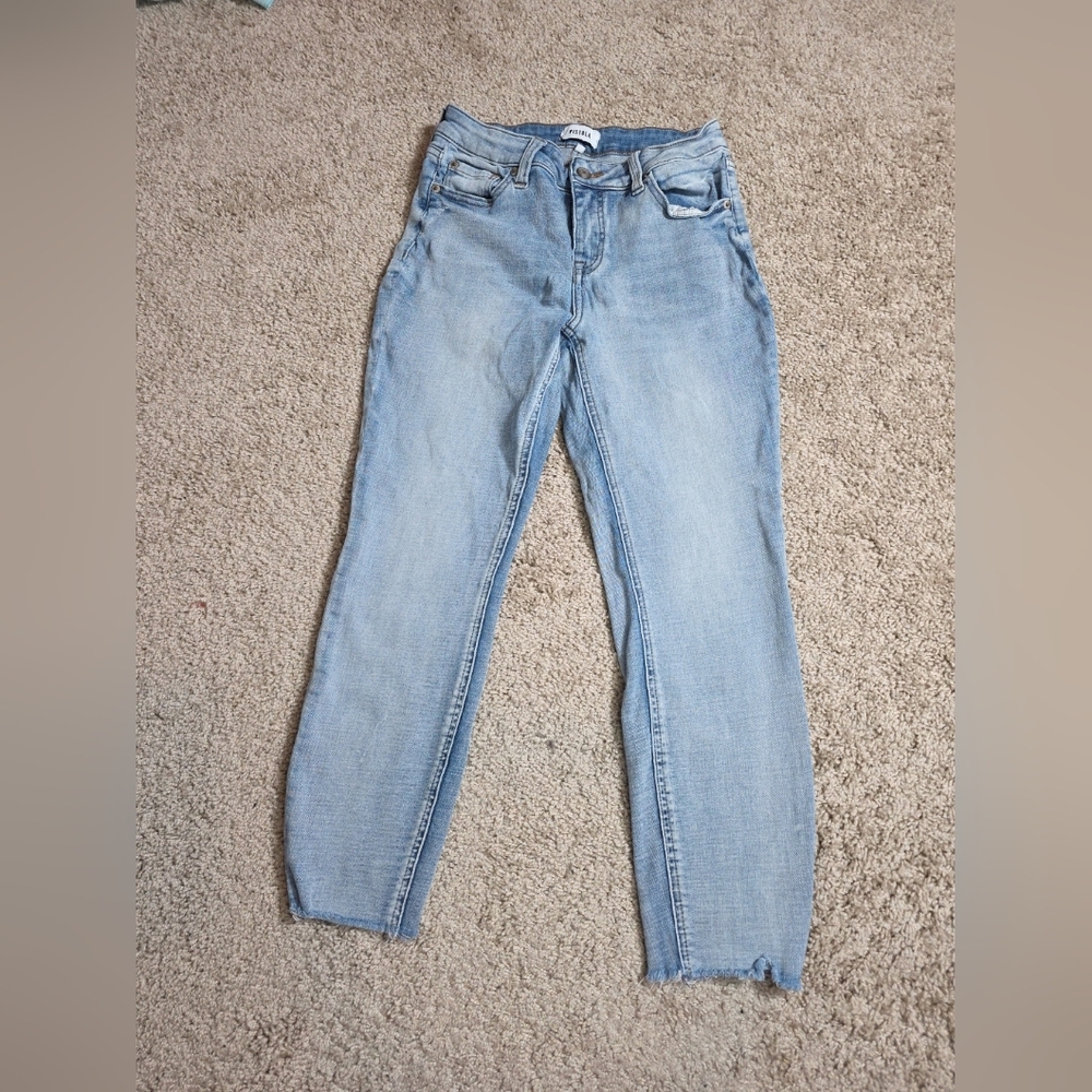 Pistola Women 27 Jeans Skinny Raw Hem Light Wash Mid Rise